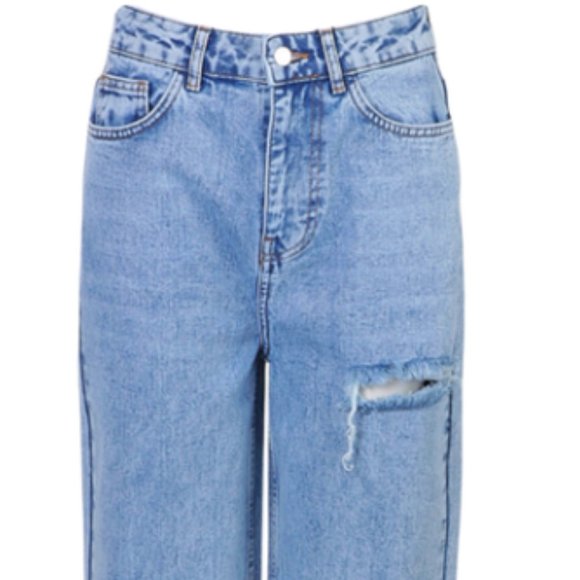 Boohoo Acid Wash Rip Split Hem mom Jeans - Picture 4 of 8